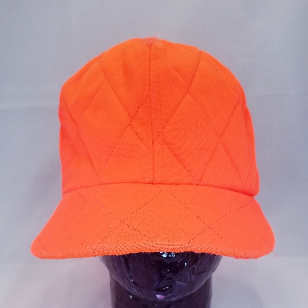VINTAGE Orange Hunting Hat Cap Diamond Stitching